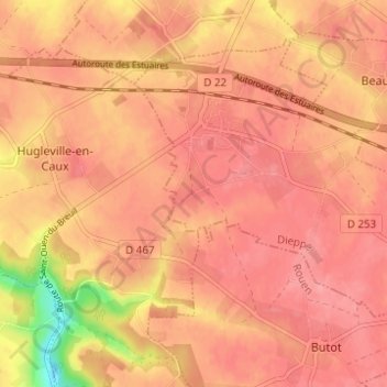 Topografische kaart Le Breuil, hoogte, reliëf