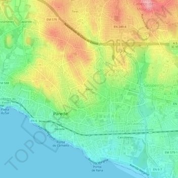 Topografische kaart Rana, hoogte, reliëf