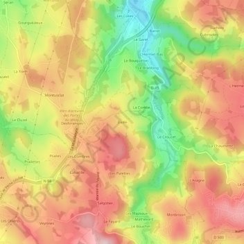 Topografische kaart Daille, hoogte, reliëf