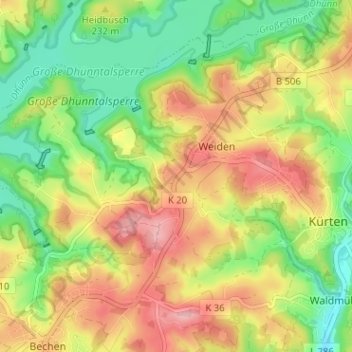 Topografische kaart Oberstockberg, hoogte, reliëf