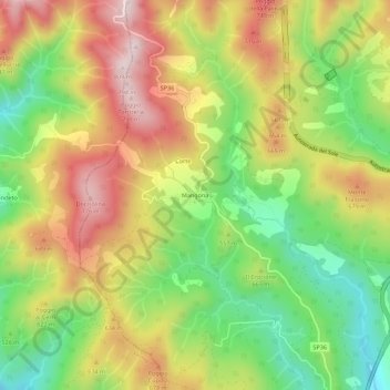 Topografische kaart Mangona, hoogte, reliëf