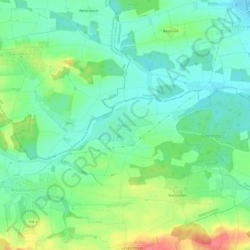 Topografische kaart Vogach, hoogte, reliëf