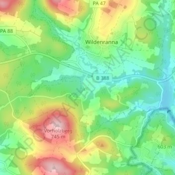 Topografische kaart Rannahof, hoogte, reliëf
