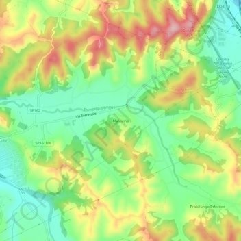 Topografische kaart Malvicina, hoogte, reliëf