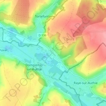 Topografische kaart Rapechy, hoogte, reliëf