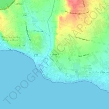 Topografische kaart Is Pardinas, hoogte, reliëf