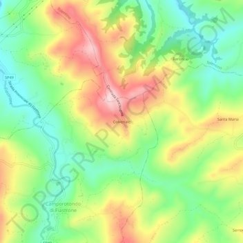Topografische kaart Colvenale, hoogte, reliëf