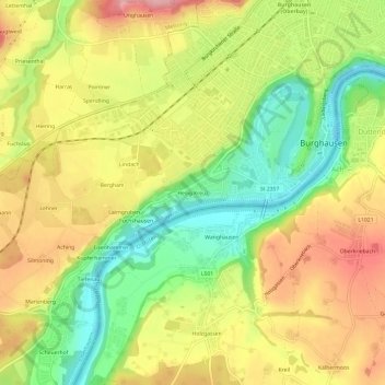 Topografische kaart Heilig Kreuz, hoogte, reliëf
