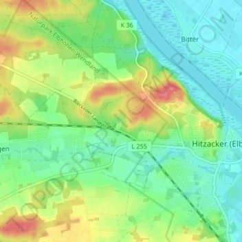 Topografische kaart Eichengrund, hoogte, reliëf