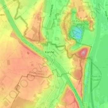 Topografische kaart Neerkanne, hoogte, reliëf