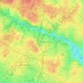 Topografische kaart La Botardière, hoogte, reliëf