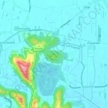 Topografische kaart Monte Piatto, hoogte, reliëf