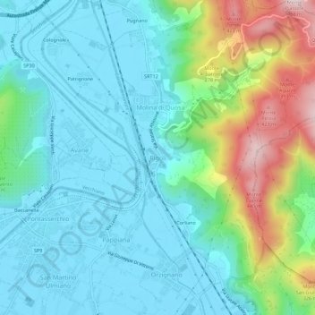 Topografische kaart Rigoli, hoogte, reliëf
