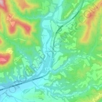 Topografische kaart Horta d'Avinyó, hoogte, reliëf