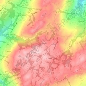 Topografische kaart La Grange, hoogte, reliëf