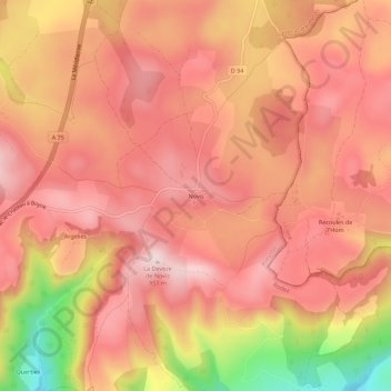Topografische kaart Novis, hoogte, reliëf