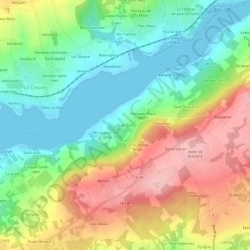Topografische kaart Ty ar Zant, hoogte, reliëf