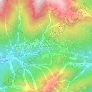 Topografische kaart Ligosullo, hoogte, reliëf