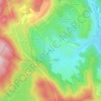 Topografische kaart Valaury, hoogte, reliëf