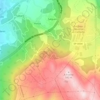 Topografische kaart Presa Grande, hoogte, reliëf