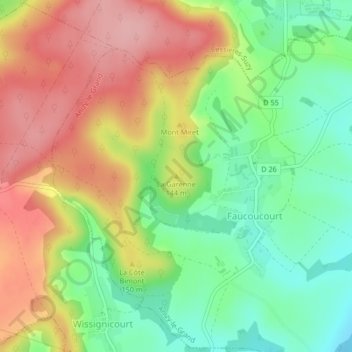 Topografische kaart La Garenne, hoogte, reliëf