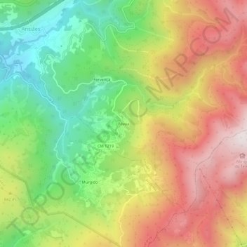 Topografische kaart Póvoa, hoogte, reliëf