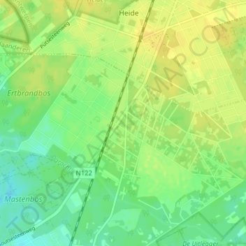 Topografische kaart Kapellenbos, hoogte, reliëf