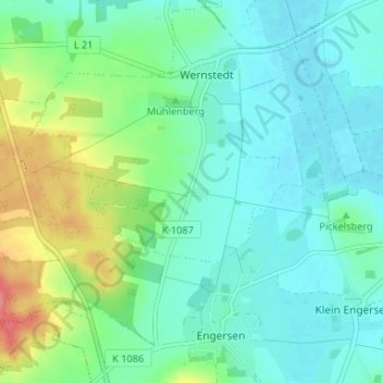Topografische kaart Neu Wernstedt, hoogte, reliëf