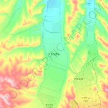 Topografische kaart 汉东回族乡, hoogte, reliëf