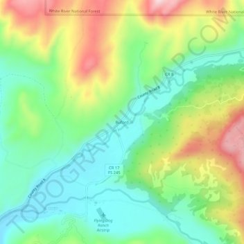 Topografische kaart Buford, hoogte, reliëf