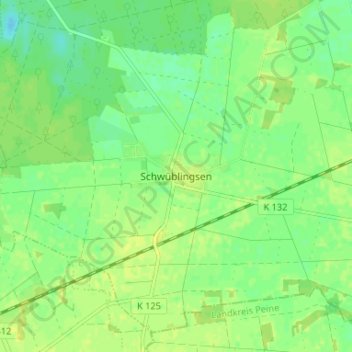 Topografische kaart Schwüblingsen, hoogte, reliëf