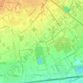 Topografische kaart Poglianasca, hoogte, reliëf