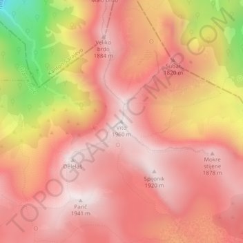 Topografische kaart Vito, hoogte, reliëf