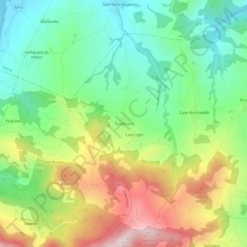 Topografische kaart Tordenaso, hoogte, reliëf
