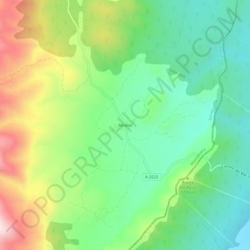 Topografische kaart Alcotas, hoogte, reliëf