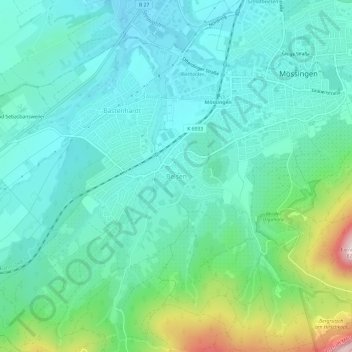 Topografische kaart Belsen, hoogte, reliëf