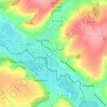Topografische kaart Le Colombier, hoogte, reliëf