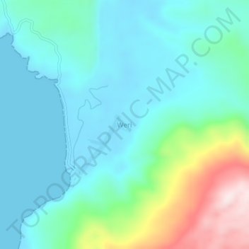Topografische kaart Weri, hoogte, reliëf