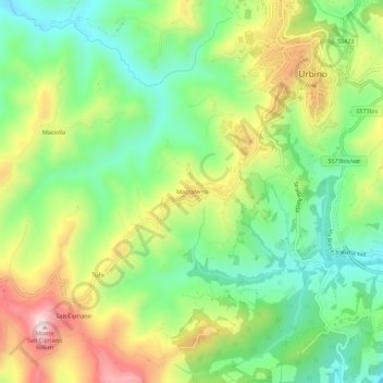 Topografische kaart Mazzaferro, hoogte, reliëf