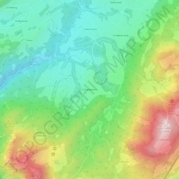 Topografische kaart Schweibern, hoogte, reliëf