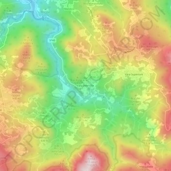 Topografische kaart Vara Inferiore, hoogte, reliëf