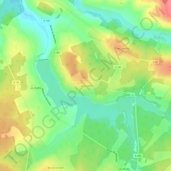 Topografische kaart Les Grilles, hoogte, reliëf