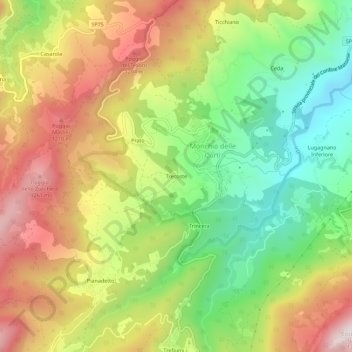 Topografische kaart Trecoste, hoogte, reliëf