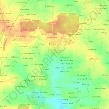 Topografische kaart La Croix, hoogte, reliëf
