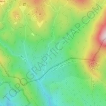 Topografische kaart la Rabassada, hoogte, reliëf