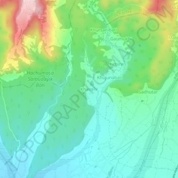 Topografische kaart Khaireni, hoogte, reliëf
