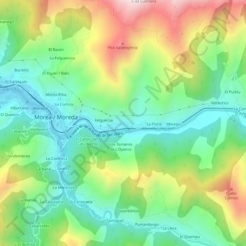 Topografische kaart Oyanco, hoogte, reliëf