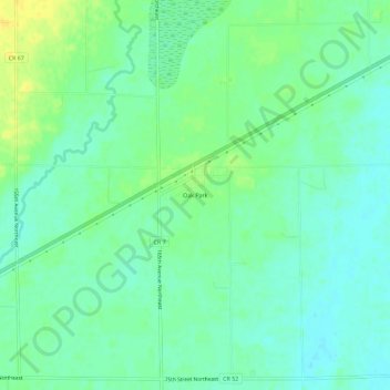 Topografische kaart Oak Park, hoogte, reliëf