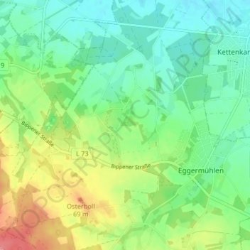 Topografische kaart Bockraden, hoogte, reliëf