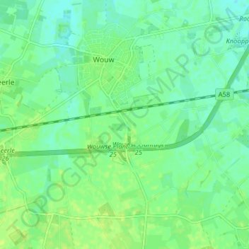 Topografische kaart Oostlaar, hoogte, reliëf